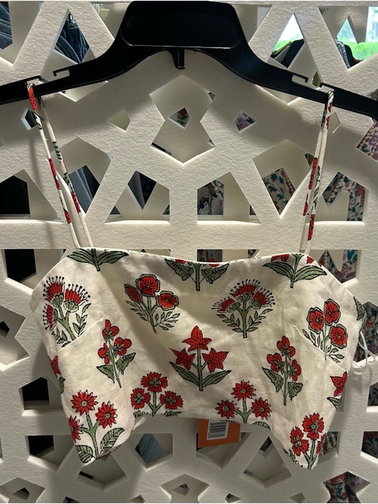 RHODE Tops - NEW WITH TAGS RHODE Cream Crop Top with Red Floral Print